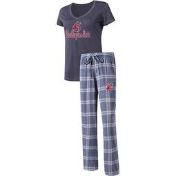 Women's Concepts Sport Charcoal Washington State Cougars Troupe V-Neck T-Shirt & Flannel Pants Sleep Set