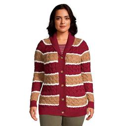 Plus Size Lands' End Drifter Cable-Knit Shawl Cardigan Sweater