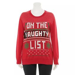 Juniors' Plus Size Naughty Nice List Ugly Christmas Sweater
