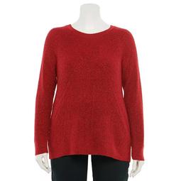 Plus Size Apt. 9® Pointelle Crewneck Sweater with Lurex Shine