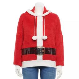 Juniors' Plus Size Santa Suit Sherpa Hoodie
