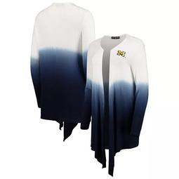 Women's White/Navy Michigan Wolverines Ombre Cardigan