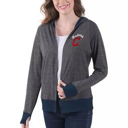 Women's G-III 4Her by Carl Banks Charcoal Cleveland Indians Chalk Talk Hoodie Cardigan