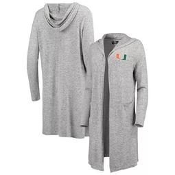 Women's Heathered Gray Miami Hurricanes Cuddle Soft Duster Open Cardigan