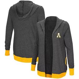 Women's Colosseum Charcoal Appalachian State Mountaineers Steeplechase Open Cardigan with Hood