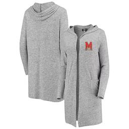 Women's Heathered Gray Maryland Terrapins Cuddle Soft Duster Open Cardigan