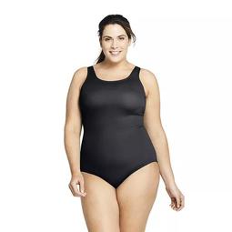 Plus Size Lands' End Tugless Chlorine Resistant Sporty One-Piece Swimsuit