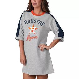 Women's G-III 4Her by Carl Banks Heathered Gray Houston Astros Turnover 3/4-Sleeve Tee Dress