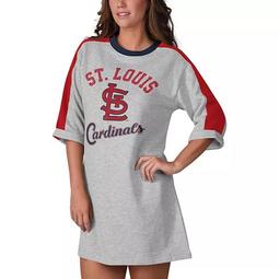 Women's G-III 4Her by Carl Banks Heathered Gray St. Louis Cardinals Turnover 3/4-Sleeve Tee Dress