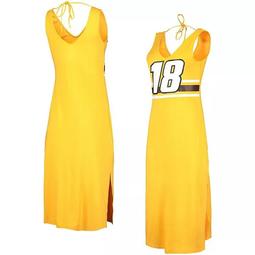 Women's G-III 4Her by Carl Banks Yellow/Black Kyle Busch Opening Day V-Neck Maxi Dress