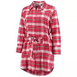 Women's ZooZatz Scarlet Nebraska Cornhuskers Plus Size Warmup Flannel Button-Up Dress