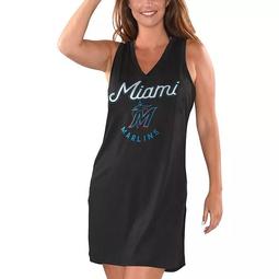 Women's G-III 4Her by Carl Banks Black Miami Marlins Beach Cover-Up Dress
