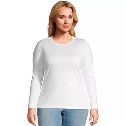 Plus Size Lands' End Relaxed Supima Cotton Long Sleeve Crewneck T-Shirt
