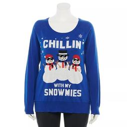 Juniors' Plus Size Chillin' Snowmies Ugly Christmas Sweater
