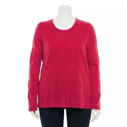 Plus Size Napa Valley Cable-Knit Crewneck Sweater