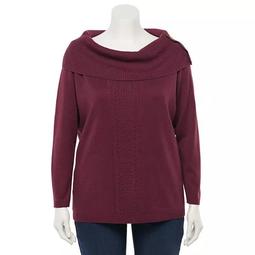 Plus Size Croft & Barrow® Split Cowlneck Sweater