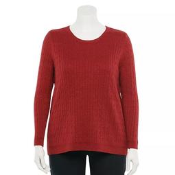 Plus Size Croft & Barrow® The Classic Cable Crewneck Sweater