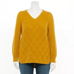 Plus Size Sonoma Goods For Life® Cable-Knit V-Neck Sweater