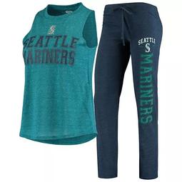 Women's Concepts Sport Navy/Heathered Teal Seattle Mariners Satellite Muscle Tank Top & Pants Sleep Set
