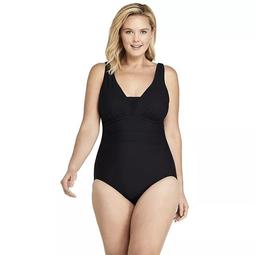 Plus Size Lands' End Grecian Slendersuit DD-Cup Tummy Control One-Piece Swimsuit