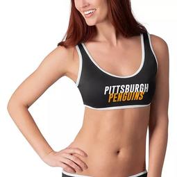 Women's G-III 4Her by Carl Banks Black Pittsburgh Penguins Pre-Game Bikini Top