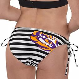 Women's G-III 4Her by Carl Banks Black/White LSU Tigers Strike Out Striped Bikini Bottom