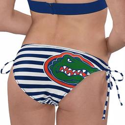 Women's G-III 4Her by Carl Banks Royal/White Florida Gators Strike Out Striped Bikini Bottom
