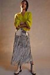 Tatiana Sequined Fringe Midi Skirt