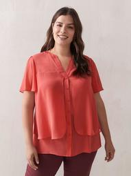 Buttoned Flutter Sleeve Blouse - In Every Story