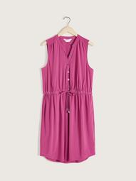Solid Sleeveless Shirt Dress - Addition Elle