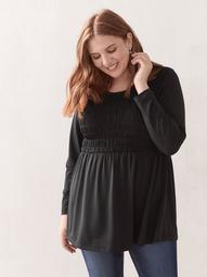 Solid Babydoll Top with Smocking - In Every Story