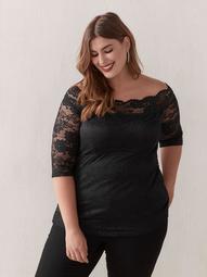 Off-the-Shoulder Scalloped Lace Top - Love & Legend