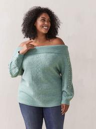 Cable Knit Off-Shoulder Sweater - In Every Story