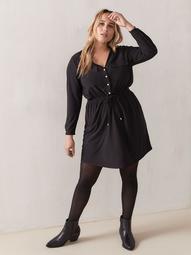 Long-Sleeved Solid Shirt Dress With Front Pockets – Addition Elle