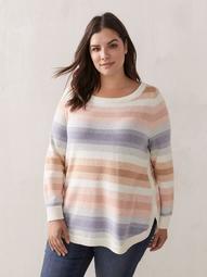 Boat Neck Sweater With Stripes - Addition Elle