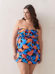 Printed Swim Dress with Ruched Bust - In Every Story