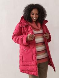 Knee-Length Puffer with Concealed Hood - In Every Story