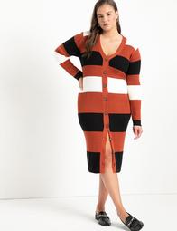 Striped Cardigan Sweater Dress