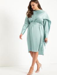Scarf Neck Dress With Long Sleeves
