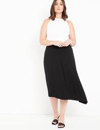 Knit Midi Skirt with Asymmetric Hem