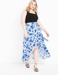 High Low Wrap Skirt with Flounce