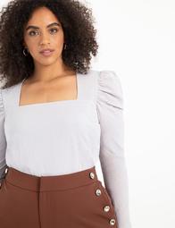 Dramatic Puff Sleeve Top with Square Neck