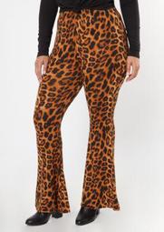 Plus Leopard Print Soft Flare Pants