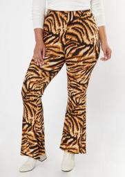 Plus Tiger Print Soft Flare Pants