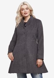 Notch Neck Fit and Flare Coat