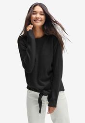 Tie-Front Pullover Sweater
