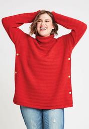 Side Button Turtleneck Sweater