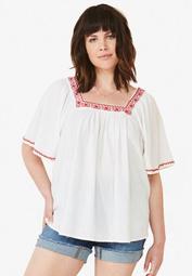 Embroidered Gauze Blouse