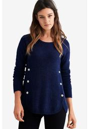 Button Trim Pullover Sweater