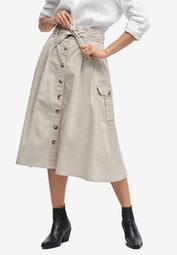 Button-Front Chino Skirt